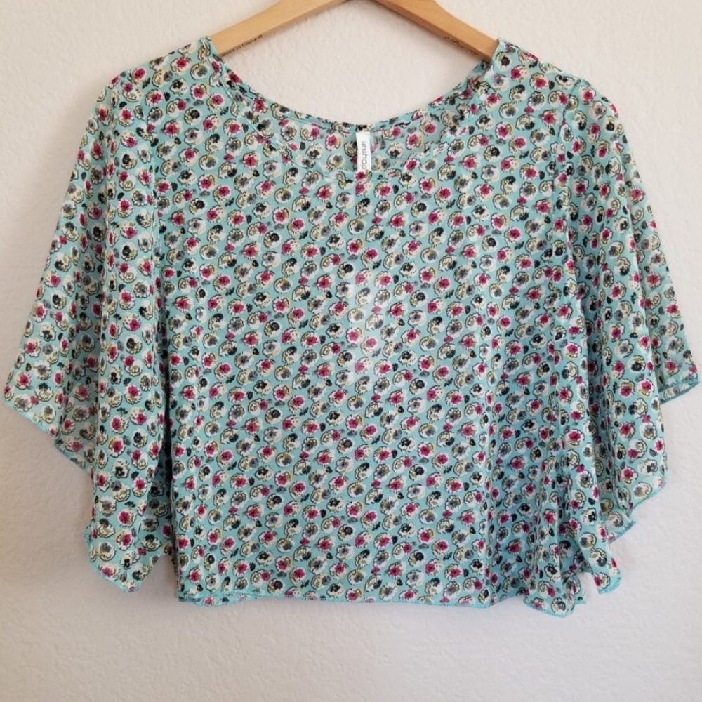 Leshop | Floral Chiffon Crop Blouse